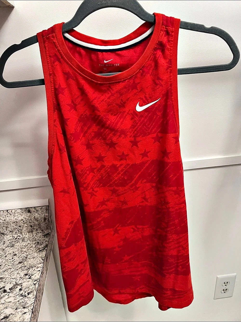 Nike Team USA One Luxe Allover Print Tank Top Red Large